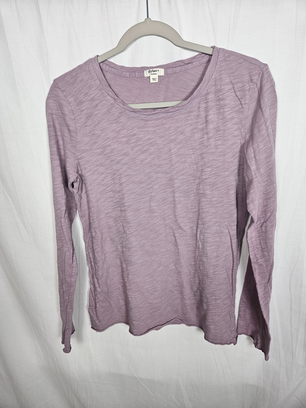 dylan Long-Sleeve Crewneck Top in Light Lavender